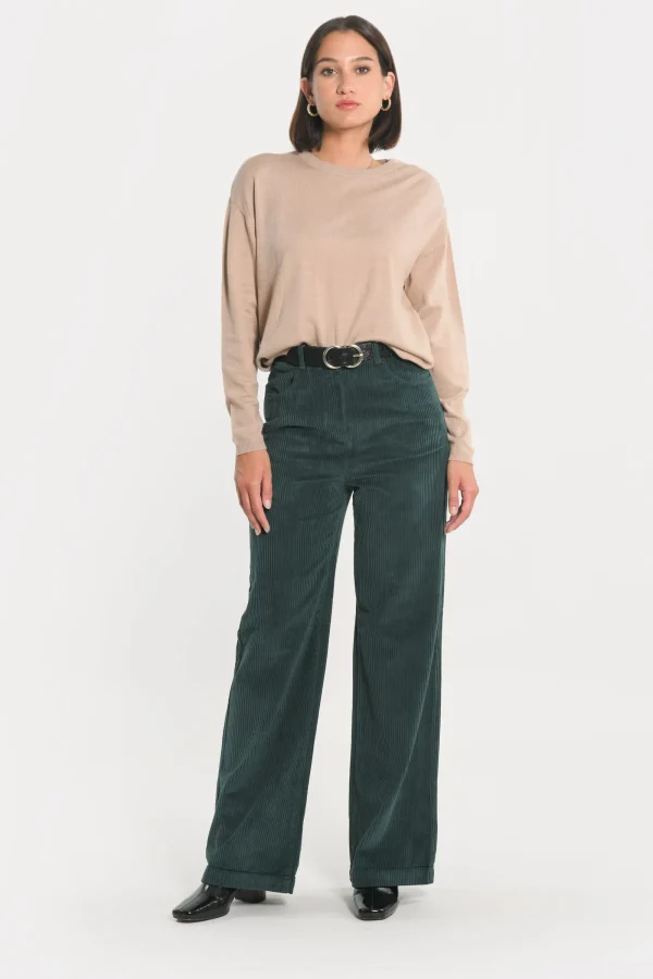 KOOKAÏ PANTALON VELOURS FLARE SUZANNE Emeraude Store