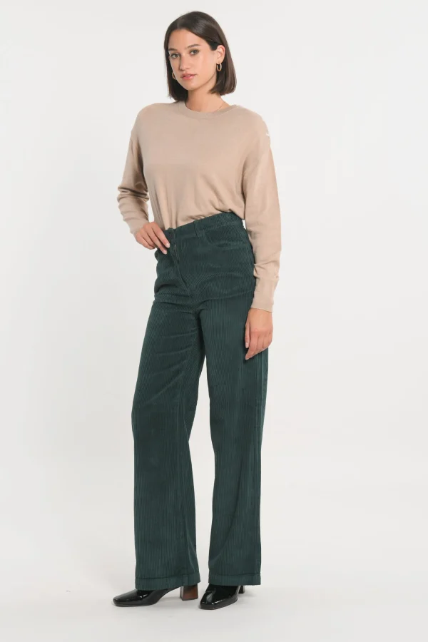 KOOKAÏ PANTALON VELOURS FLARE SUZANNE Emeraude Store