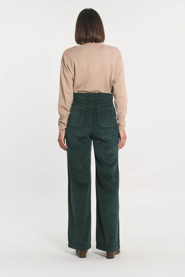 KOOKAÏ PANTALON VELOURS FLARE SUZANNE Emeraude Store