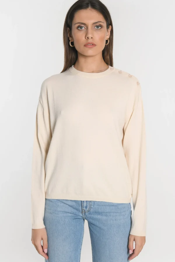 KOOKAÏ PULL BOUTONNE NOLWENN Ecru New