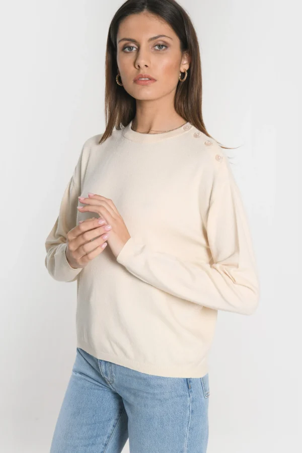 KOOKAÏ PULL BOUTONNE NOLWENN Ecru New