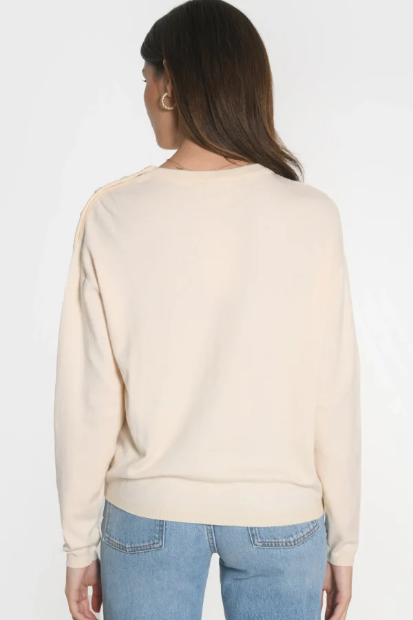 KOOKAÏ PULL BOUTONNE NOLWENN Ecru New