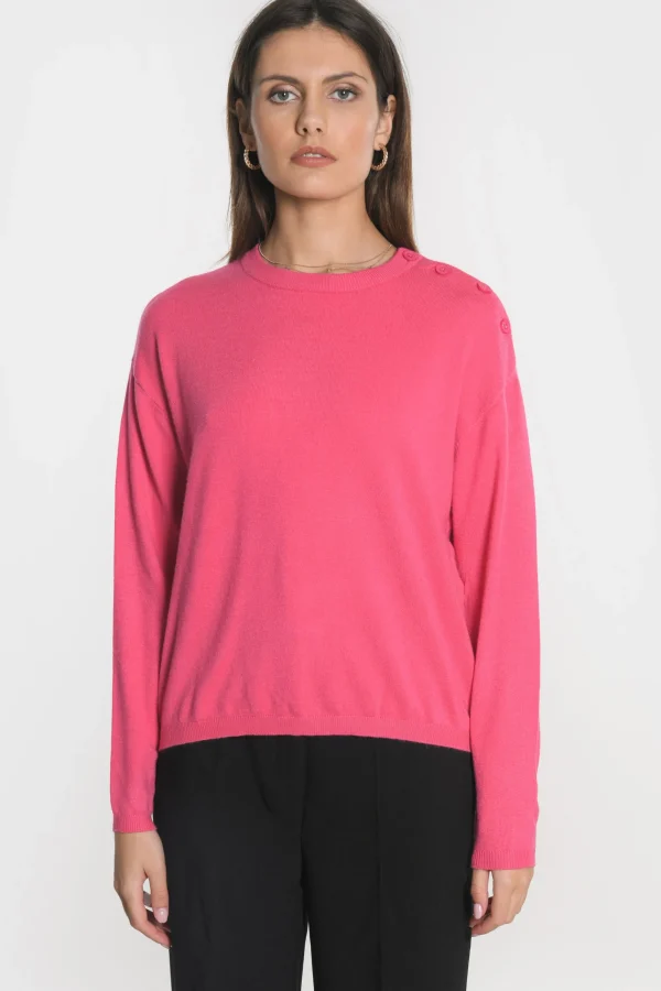 KOOKAÏ PULL BOUTONNE NOLWENN Fuschia Store