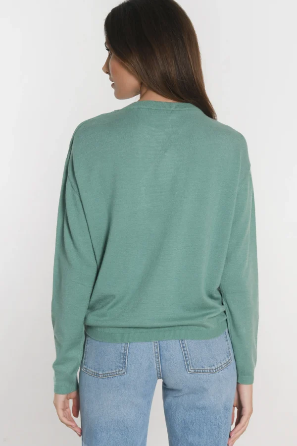 KOOKAÏ PULL BOUTONNE NOLWENN NEPTUNE GREEN Neptunegreen Discount