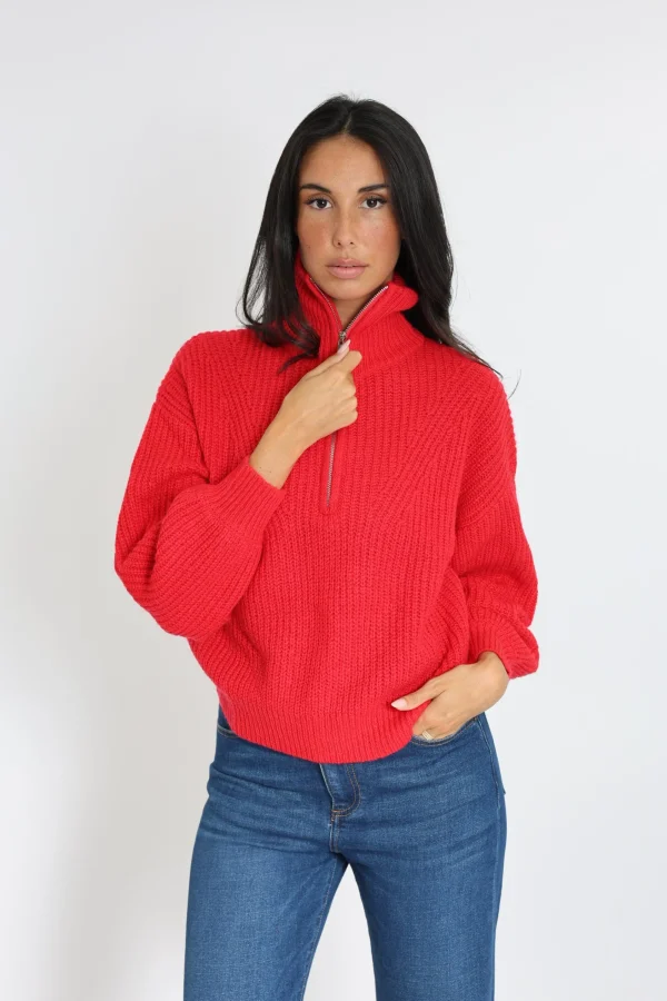 KOOKAÏ PULL COL CAMIONNEUR MINA Rouge Cheap