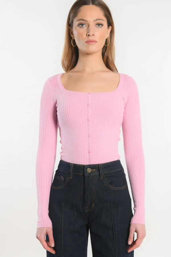 KOOKAÏ PULL COL CARRE - ELISABETH - Rose Best