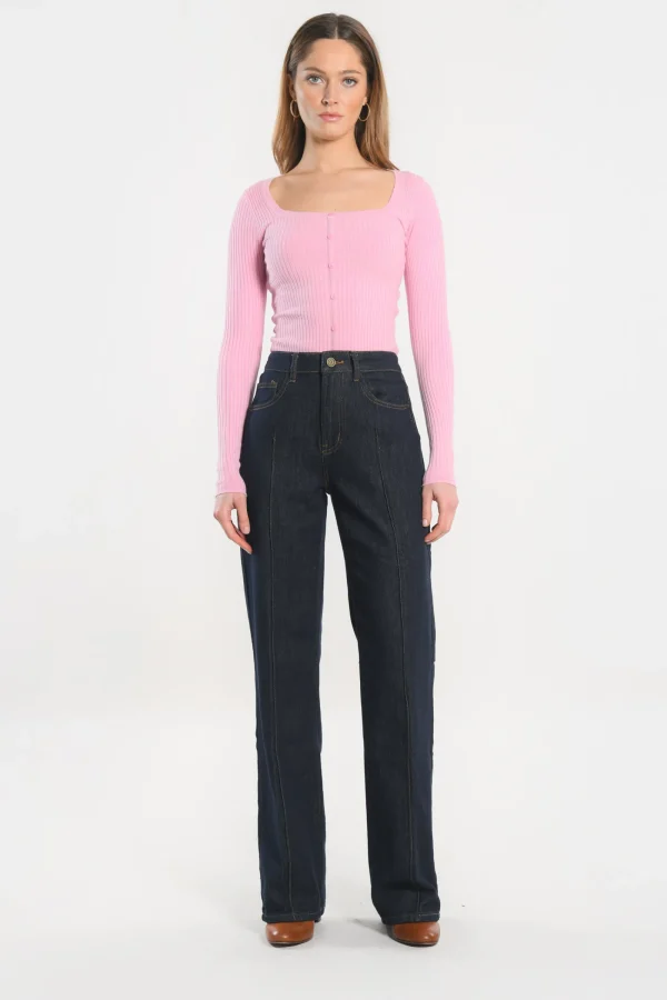 KOOKAÏ PULL COL CARRE - ELISABETH - Rose Best