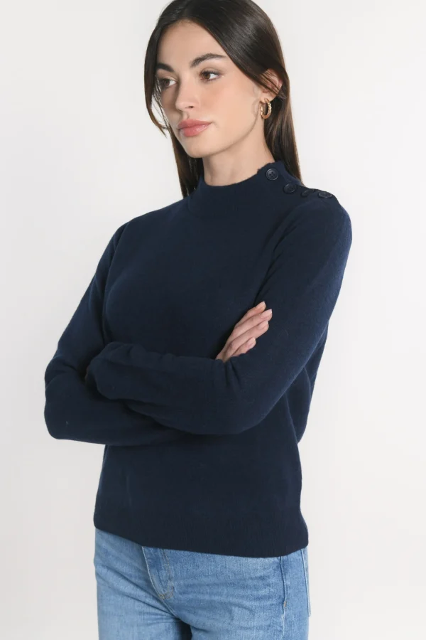 KOOKAÏ PULL COL CHEMINÉE ANITA Navy Discount