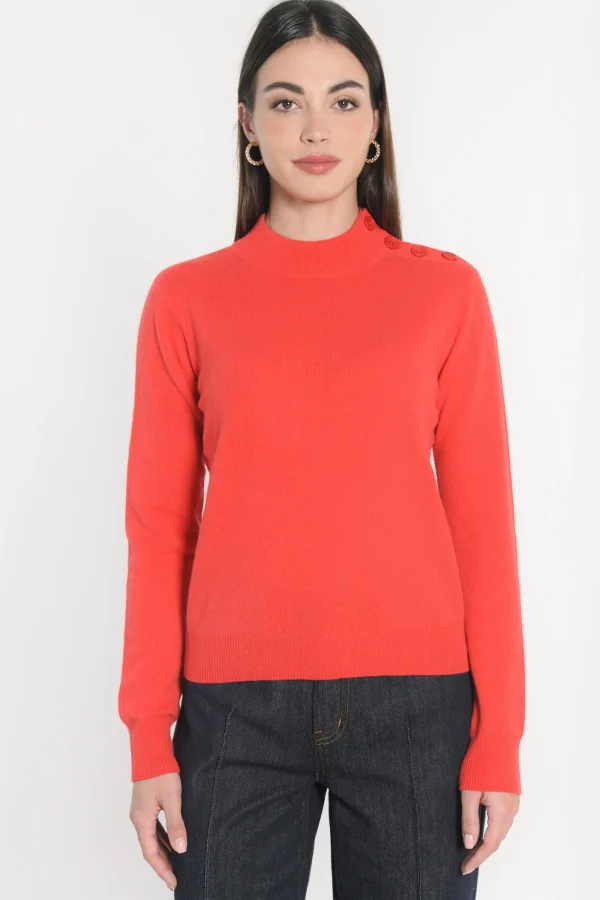 KOOKAÏ PULL COL CHEMINÉE ANITA ROUGE MARION Rougemarion Clearance