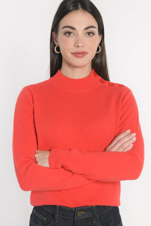 KOOKAÏ PULL COL CHEMINÉE ANITA ROUGE MARION Rougemarion Clearance