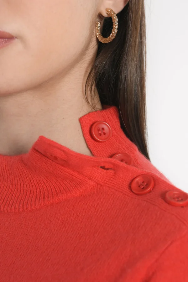 KOOKAÏ PULL COL CHEMINÉE ANITA ROUGE MARION Rougemarion Clearance