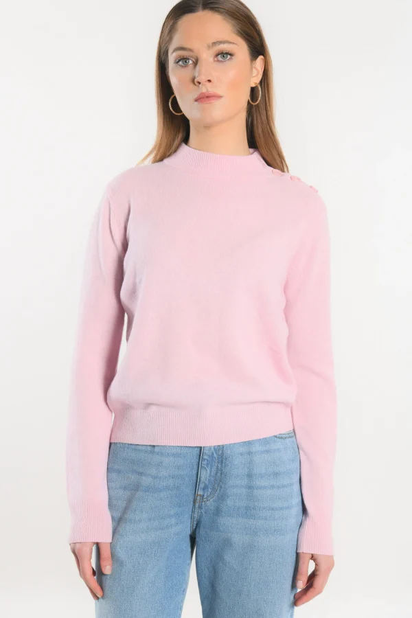 KOOKAÏ PULL COL CHEMINEE - ANITA - ROSE PALE Rosepale Clearance