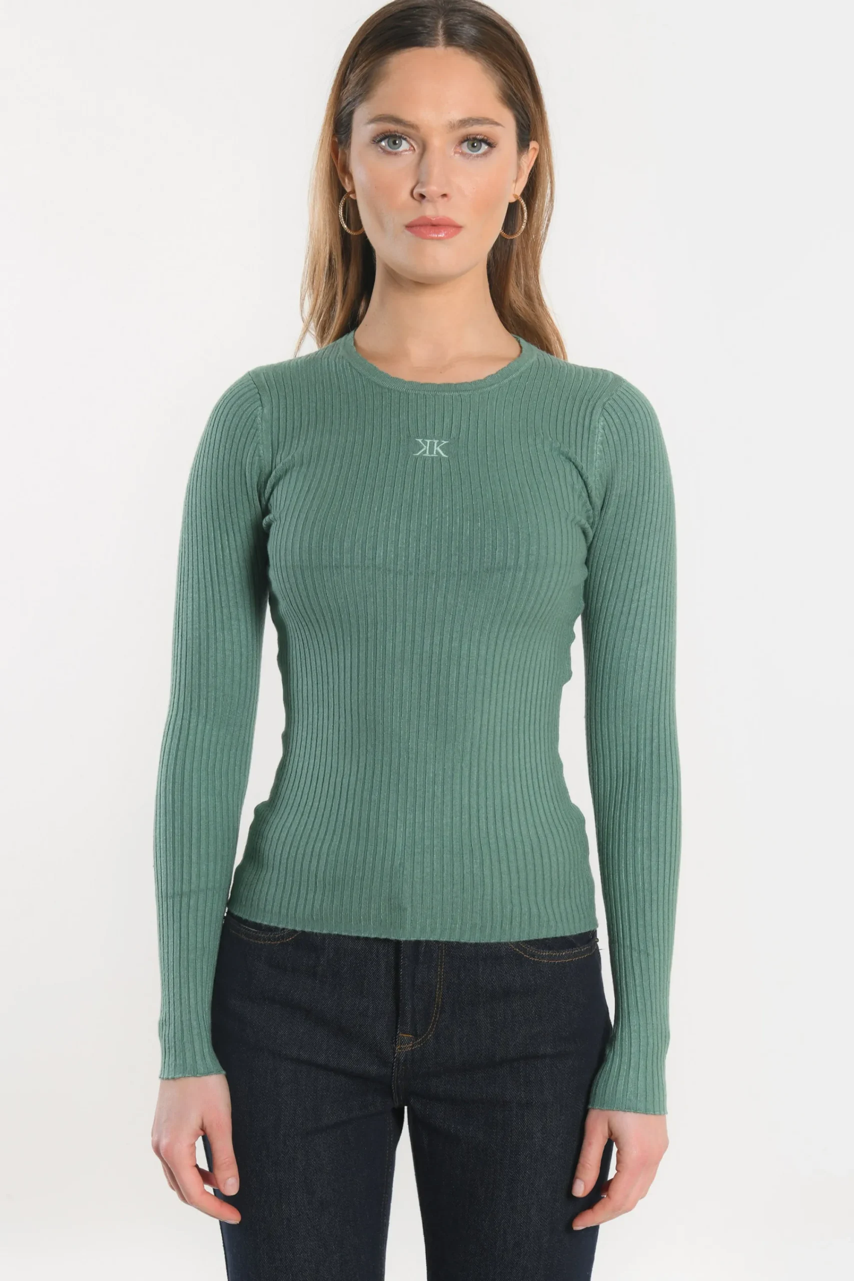 pull_col_rond__elisa__gre_3.webp KOOKAÏ PULL COL ROND - ELISA - GREEN GABLE Greengable Clearance