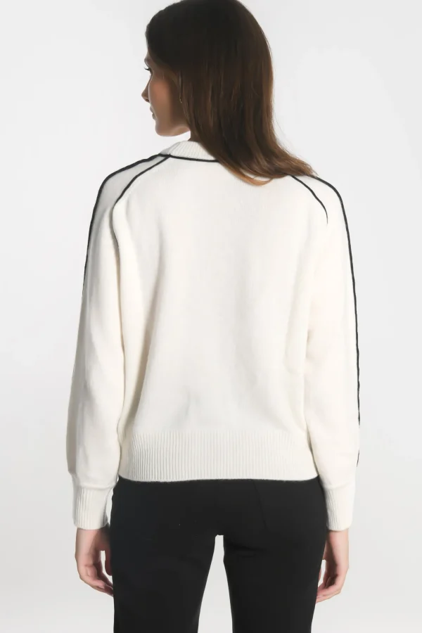 KOOKAÏ PULL COL ROND GABBY ÉCRU/NOIR Ecru/noir Discount