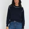KOOKAÏ PULL COL ROND GABBY NAVY/ÉCRU Navy/ecru Discount