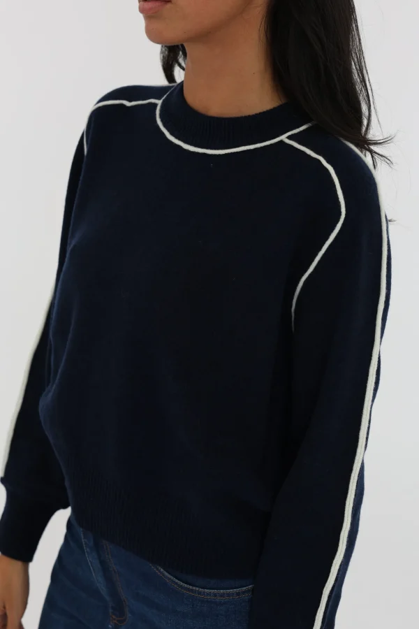 KOOKAÏ PULL COL ROND GABBY NAVY/ÉCRU Navy/ecru Discount