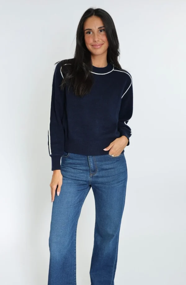 KOOKAÏ PULL COL ROND GABBY NAVY/ÉCRU Navy/ecru Discount