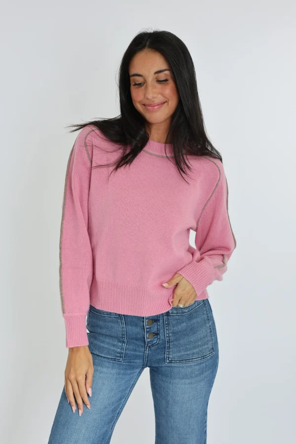 KOOKAÏ PULL COL ROND GABBY ROSE/BEIGE CHINÉ Rose/beigechine Flash Sale