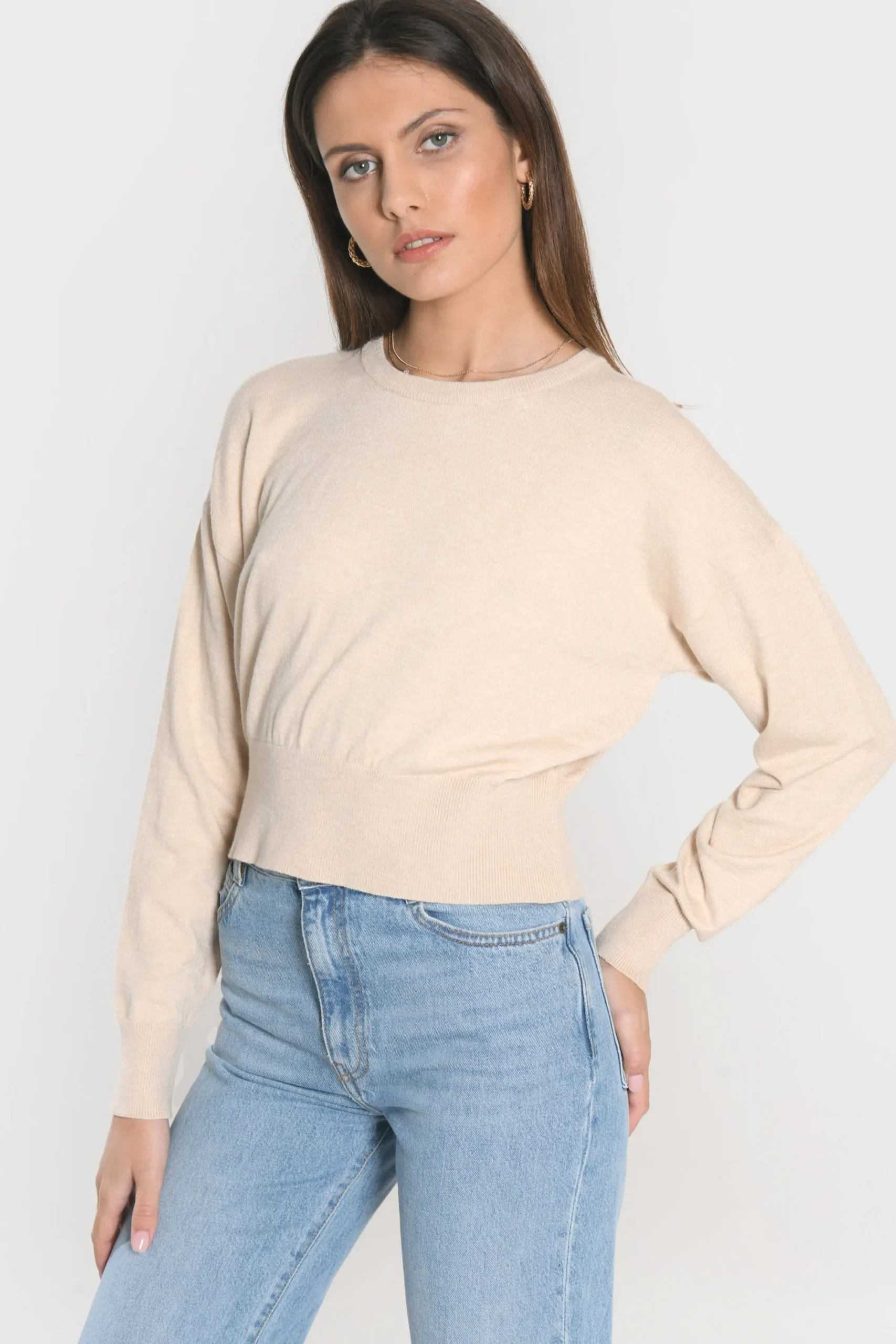 pull_col_rond_nolwenn_bei_0.webp KOOKAÏ PULL COL ROND NOLWENN BEIGE CHINE Beigechine Discount