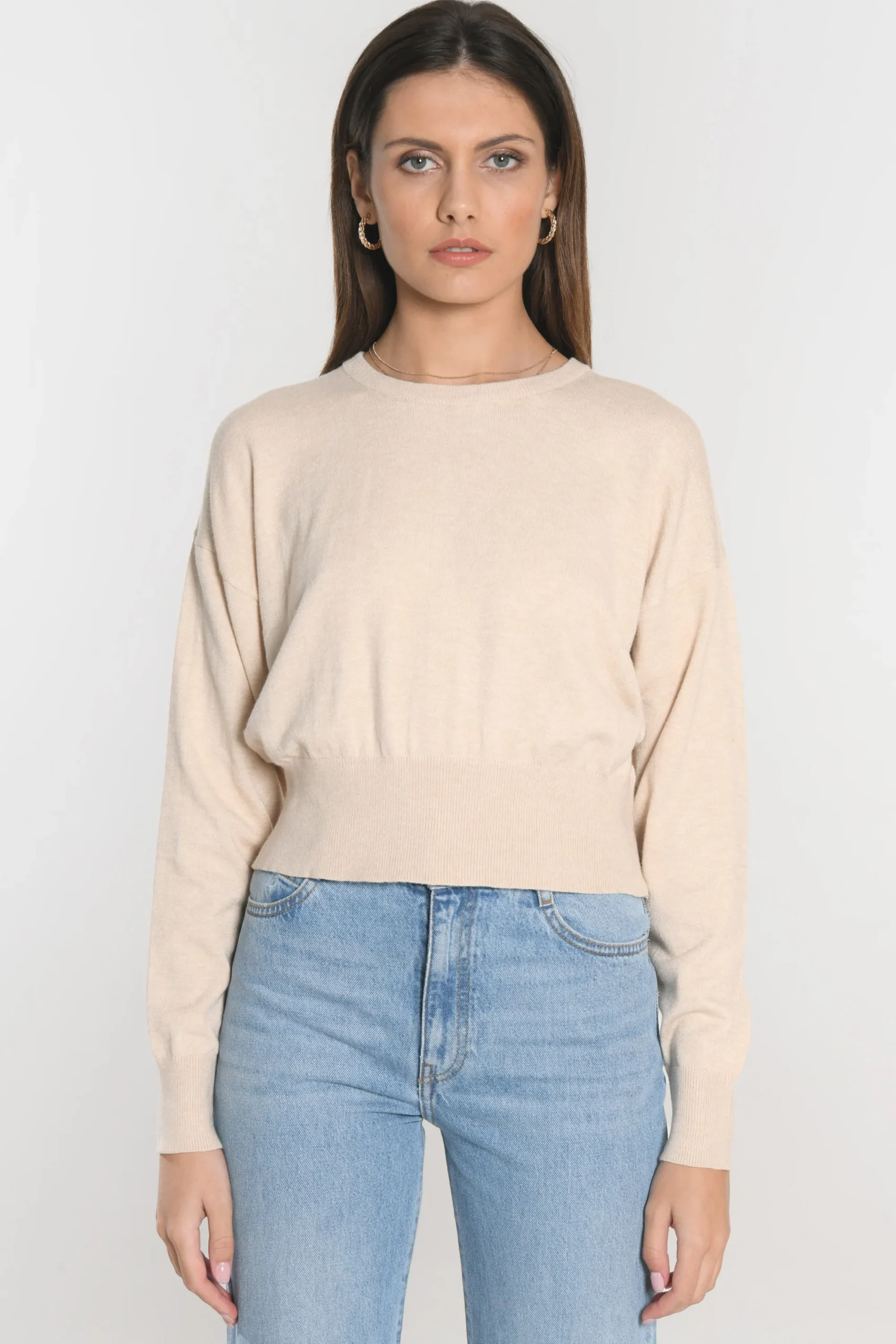 pull_col_rond_nolwenn_bei_1.webp KOOKAÏ PULL COL ROND NOLWENN BEIGE CHINE Beigechine Discount