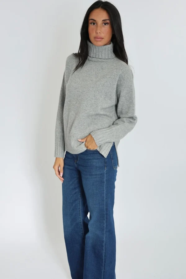 KOOKAÏ PULL COL ROULÉ CELINA GRIS CHINÉ Grischine Sale