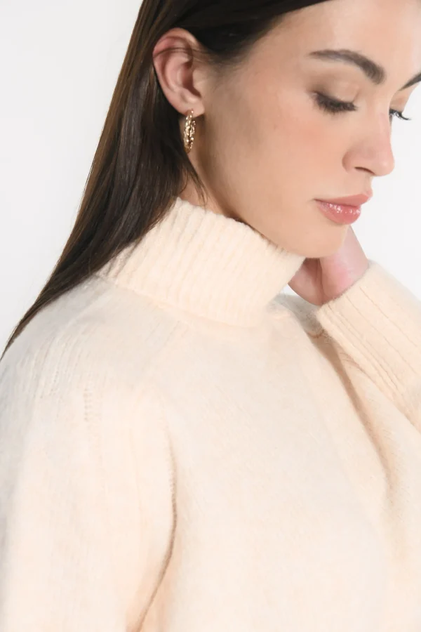 KOOKAÏ PULL COL ROULÉ JOANA BEIGE CHINÉ Beigechine Shop
