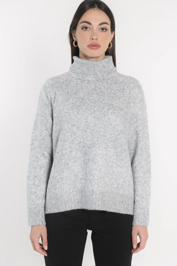 KOOKAÏ PULL COL ROULÉ JOANA GRIS CHINÉ Grischine Outlet