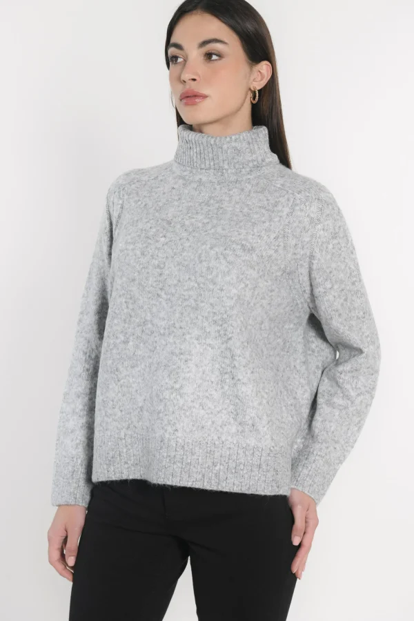 KOOKAÏ PULL COL ROULÉ JOANA GRIS CHINÉ Grischine Outlet