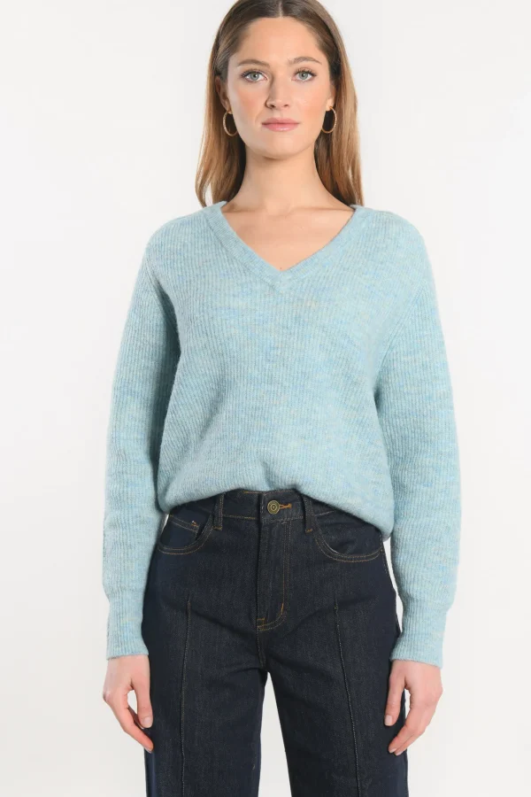 KOOKAÏ PULL COL V - DANNA - Ciel Sale