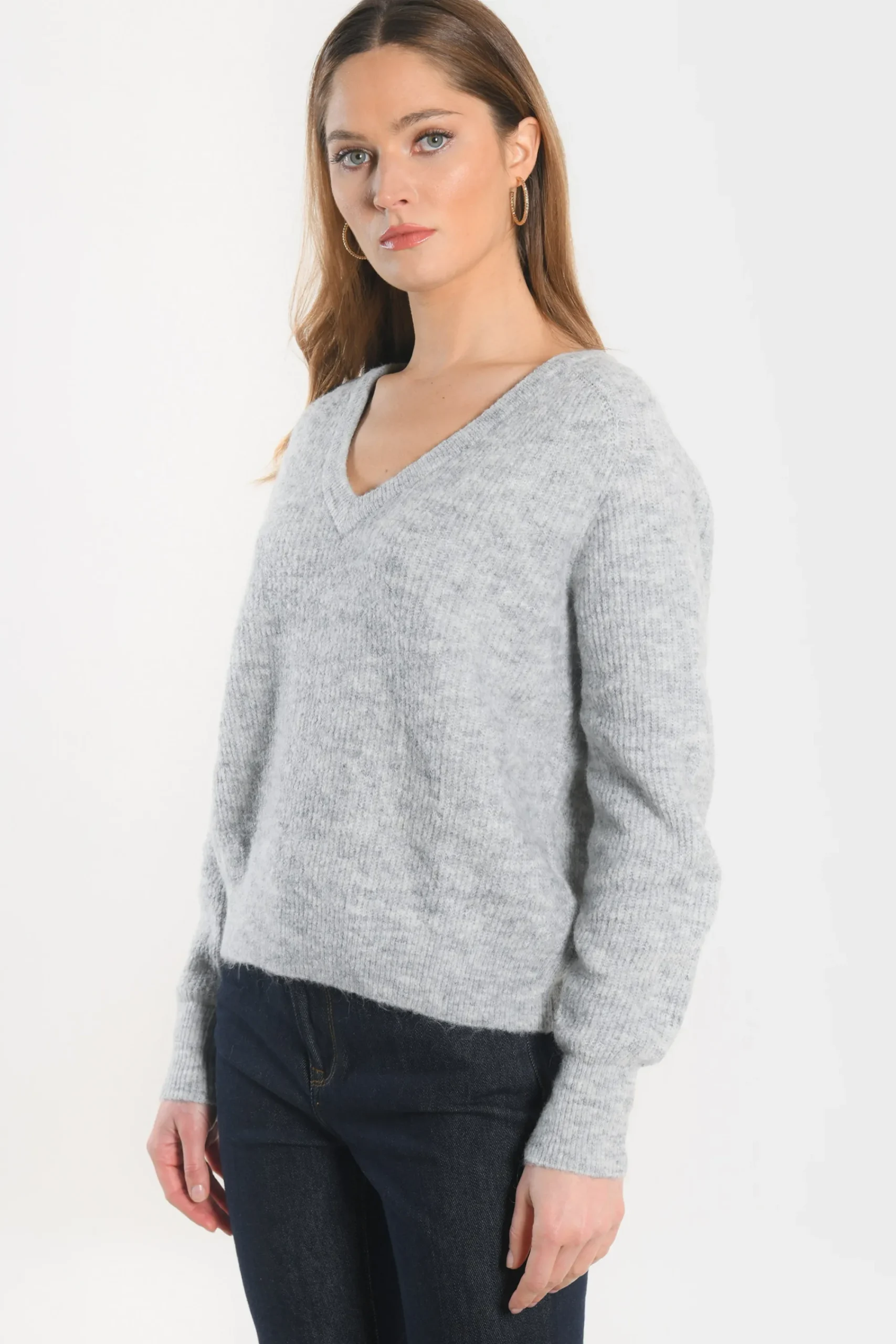 pull_col_v__danna__gris_c_1.webp KOOKAÏ PULL COL V - DANNA - GRIS CHINE Grischine Best Sale