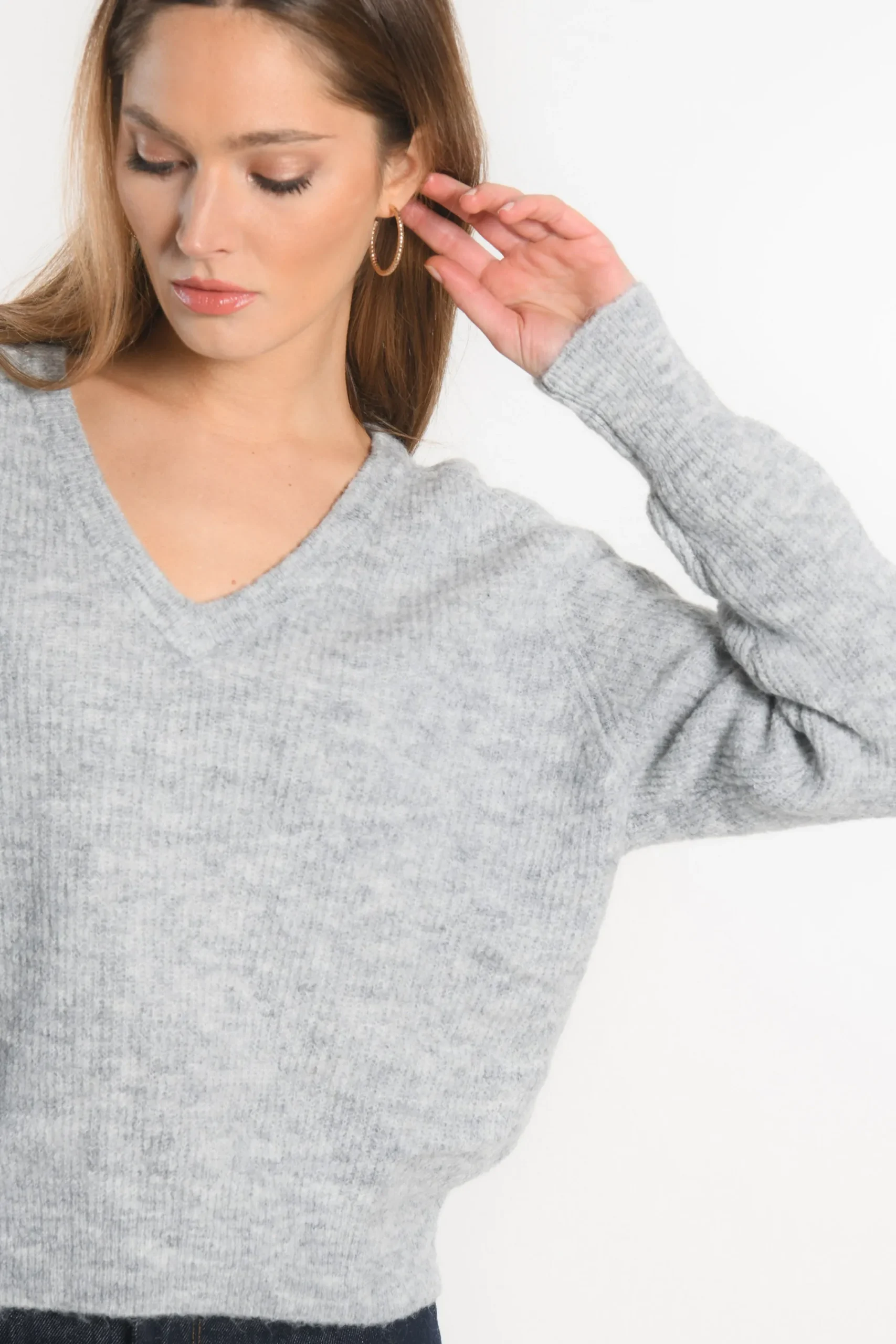 pull_col_v__danna__gris_c_2.webp KOOKAÏ PULL COL V - DANNA - GRIS CHINE Grischine Best Sale
