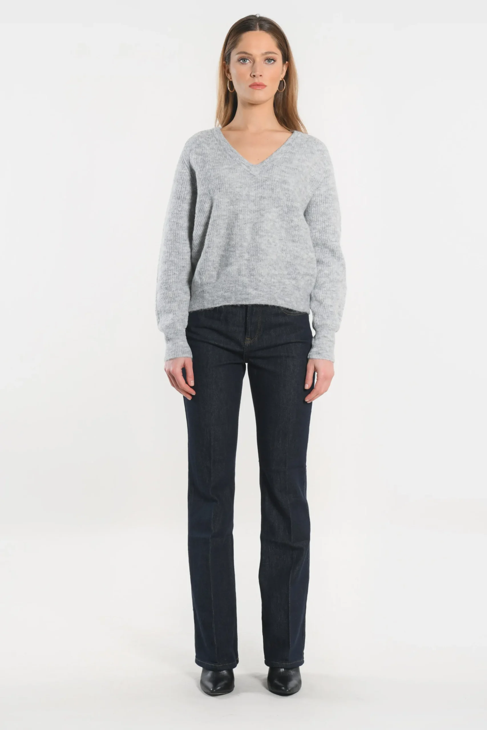 pull_col_v__danna__gris_c_3.webp KOOKAÏ PULL COL V - DANNA - GRIS CHINE Grischine Best Sale