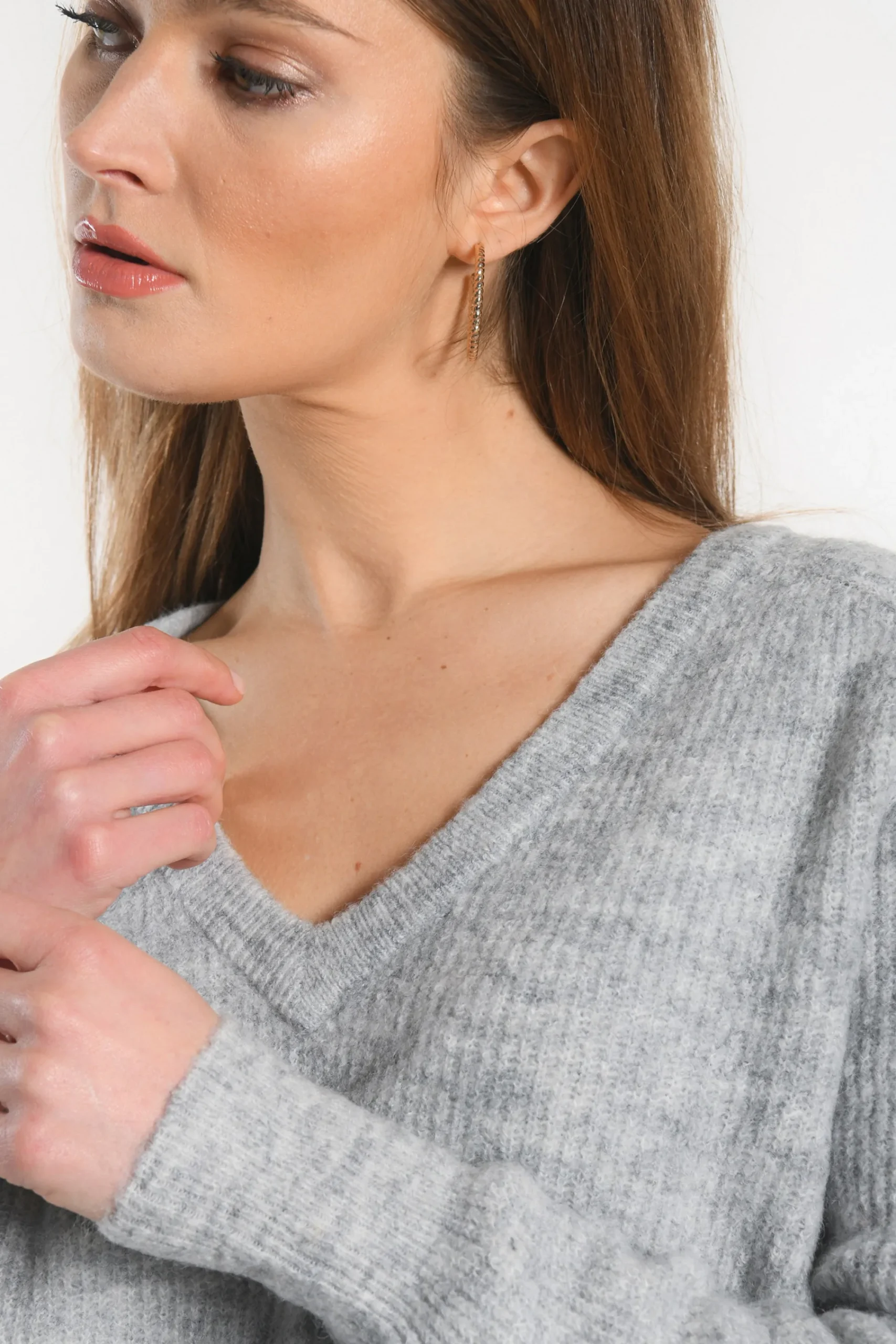 pull_col_v__danna__gris_c_4.webp KOOKAÏ PULL COL V - DANNA - GRIS CHINE Grischine Best Sale