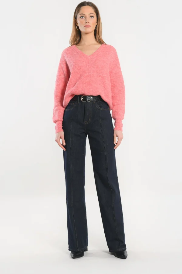 KOOKAÏ PULL COL V - DANNA - RAPTUR ROSE Rapturrose Clearance