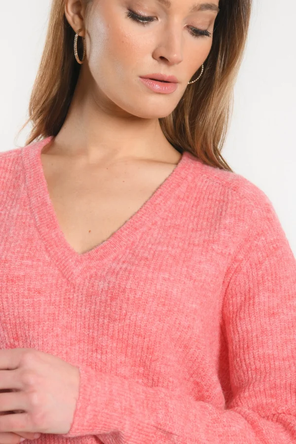 KOOKAÏ PULL COL V - DANNA - RAPTUR ROSE Rapturrose Clearance