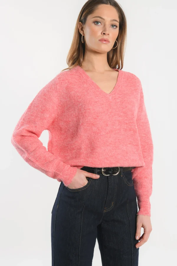 KOOKAÏ PULL COL V - DANNA - RAPTUR ROSE Rapturrose Clearance