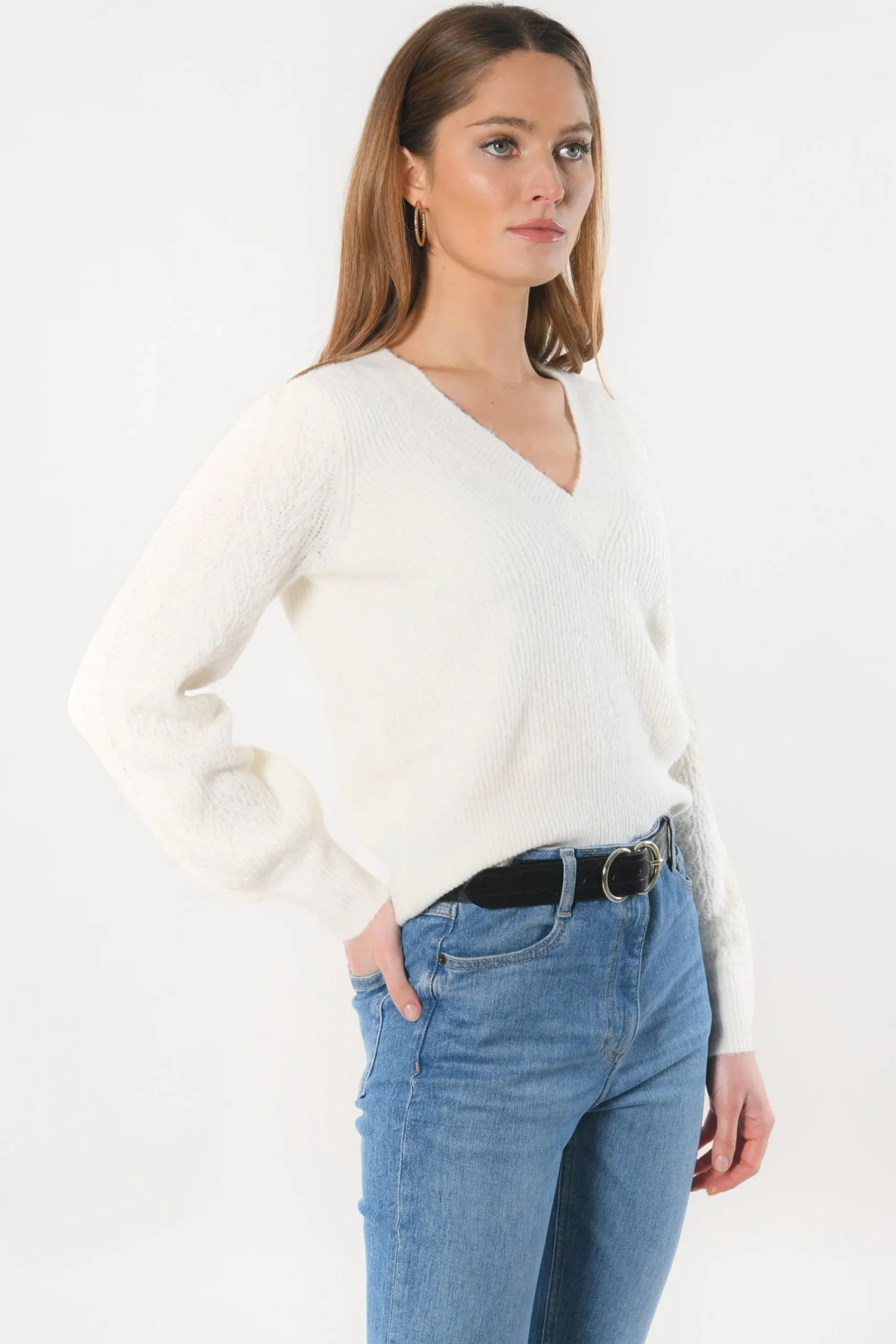 pull_col_v__dayana__ecru_3.webp KOOKAÏ PULL COL V - DAYANA - Ecru New