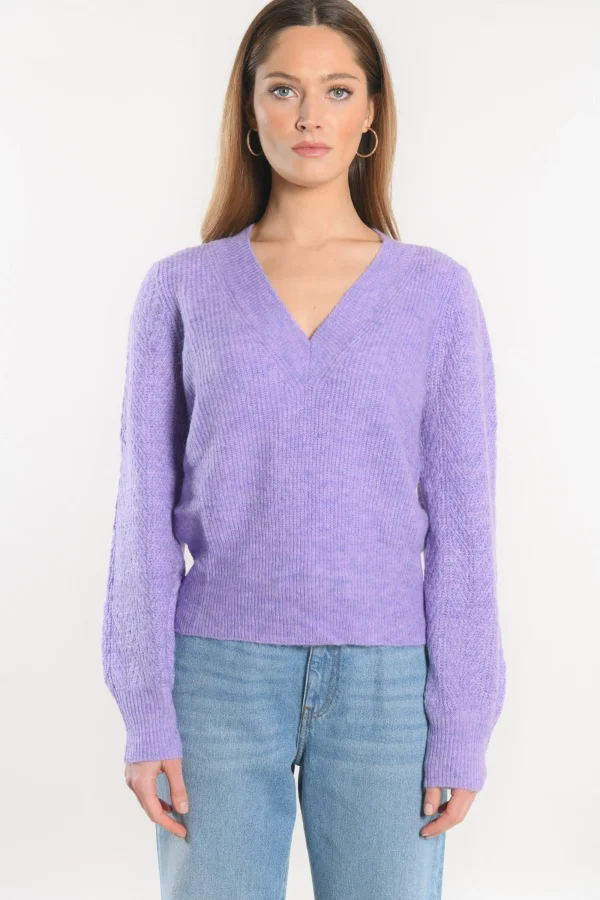 KOOKAÏ PULL COL V - DAYANA - Lilas Discount