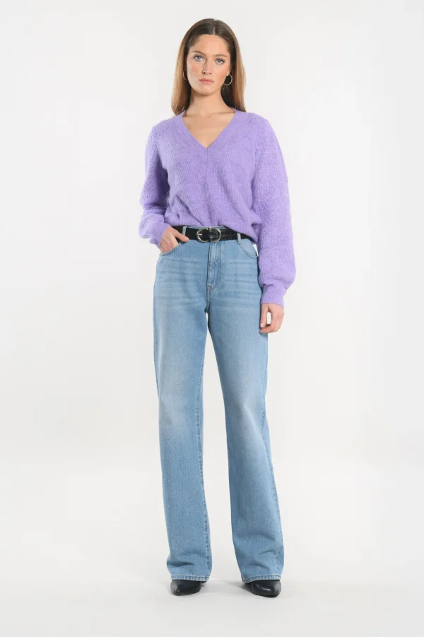 KOOKAÏ PULL COL V - DAYANA - Lilas Discount