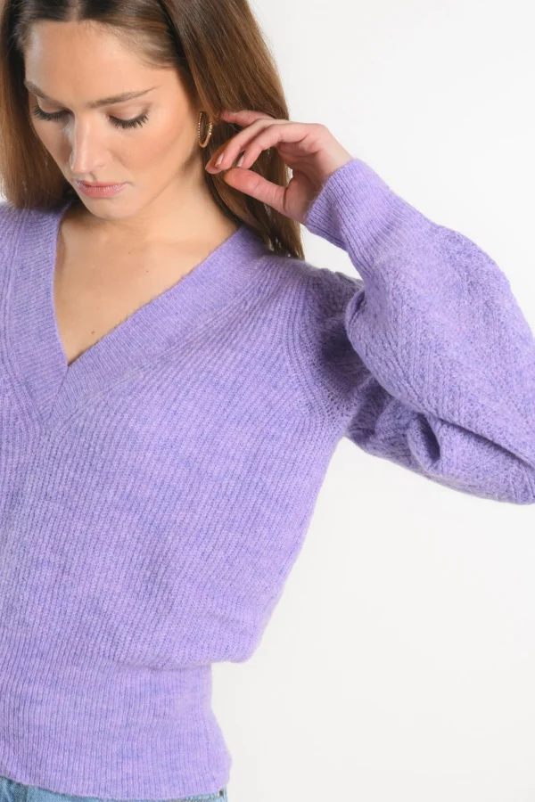 KOOKAÏ PULL COL V - DAYANA - Lilas Discount