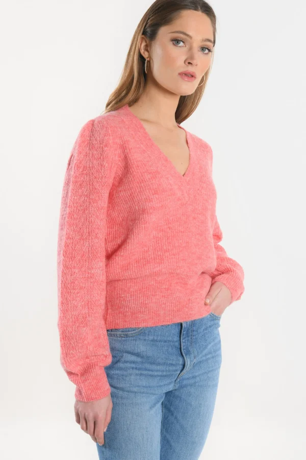 KOOKAÏ PULL COL V - DAYANA - RAPTUR ROSE Rapturrose Discount