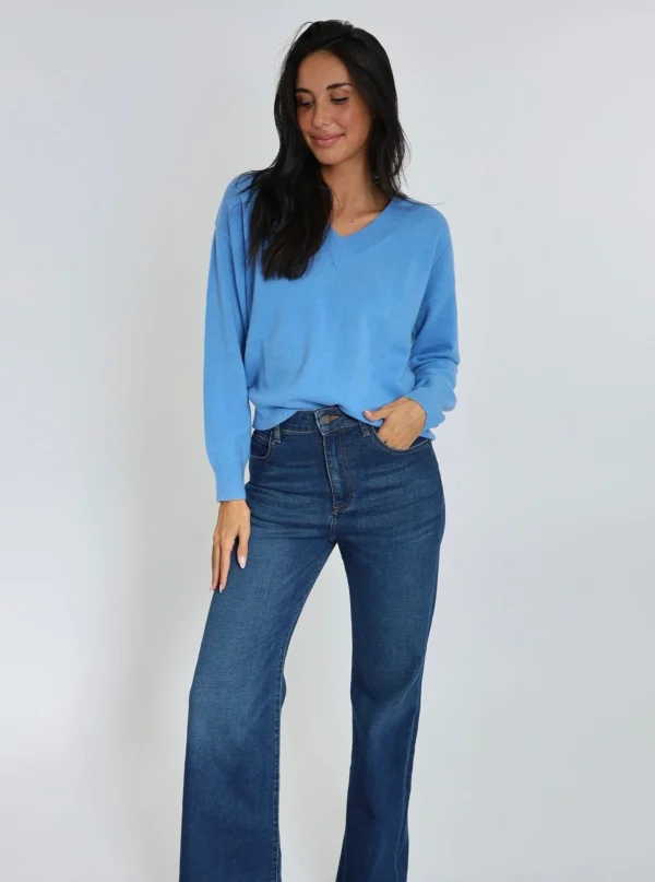 KOOKAÏ PULL COL V ANITA Blue Clearance