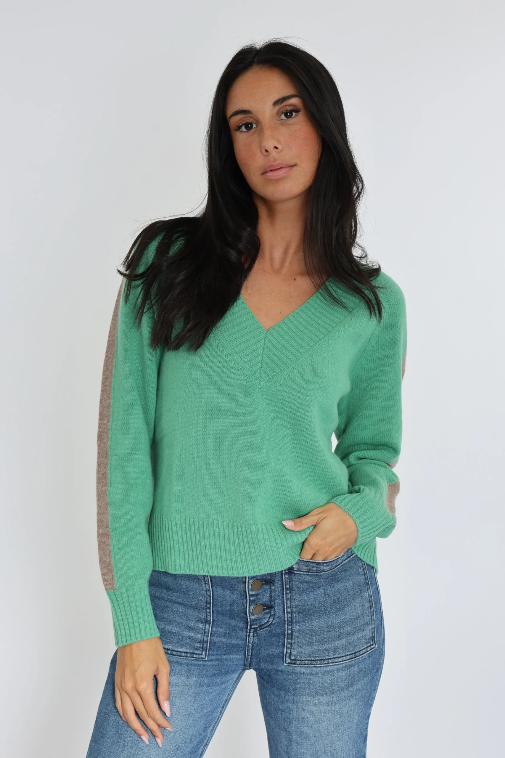 pull_col_v_astrid_mintbei_0.webp KOOKAÏ PULL COL V ASTRID MINT/BEIGE CHINÉ Mint/beigechine Hot