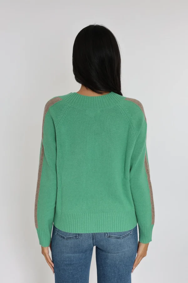 KOOKAÏ PULL COL V ASTRID MINT/BEIGE CHINÉ Mint/beigechine Hot