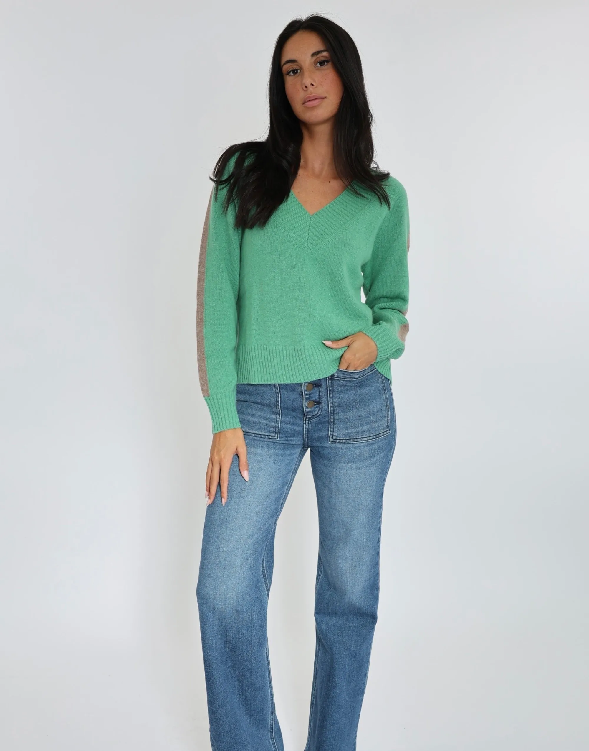 pull_col_v_astrid_mintbei_3.webp KOOKAÏ PULL COL V ASTRID MINT/BEIGE CHINÉ Mint/beigechine Hot