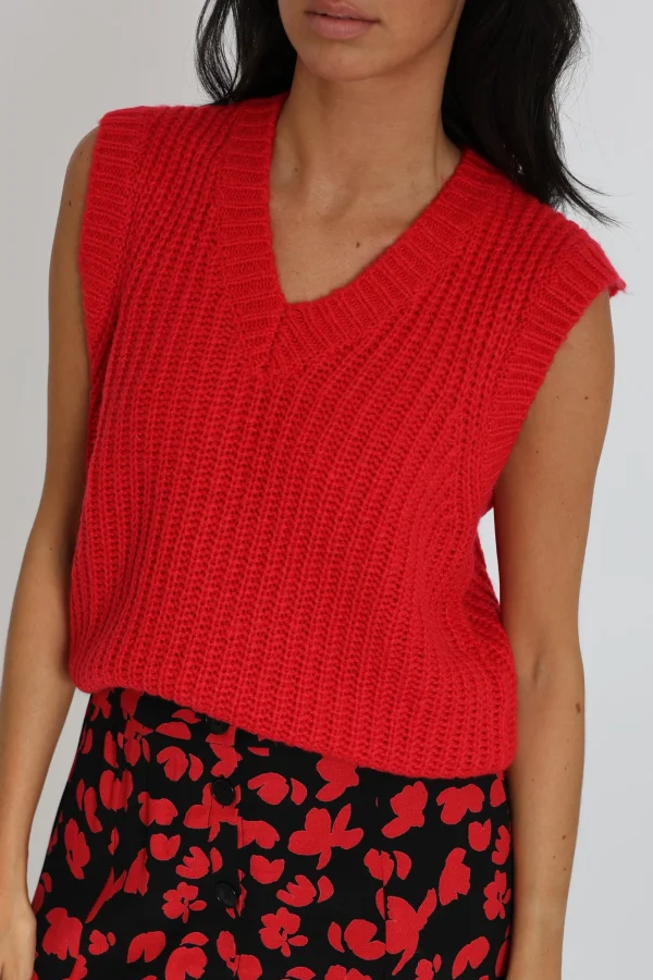 KOOKAÏ PULL COL V LANA Rouge Hot