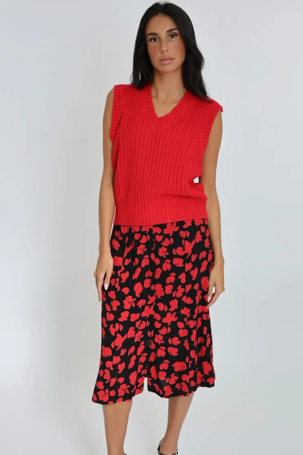 KOOKAÏ PULL COL V LANA Rouge Hot