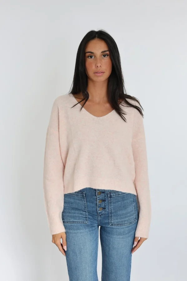 KOOKAÏ PULL COL V LIZA ROSE PALE Rosepale Store