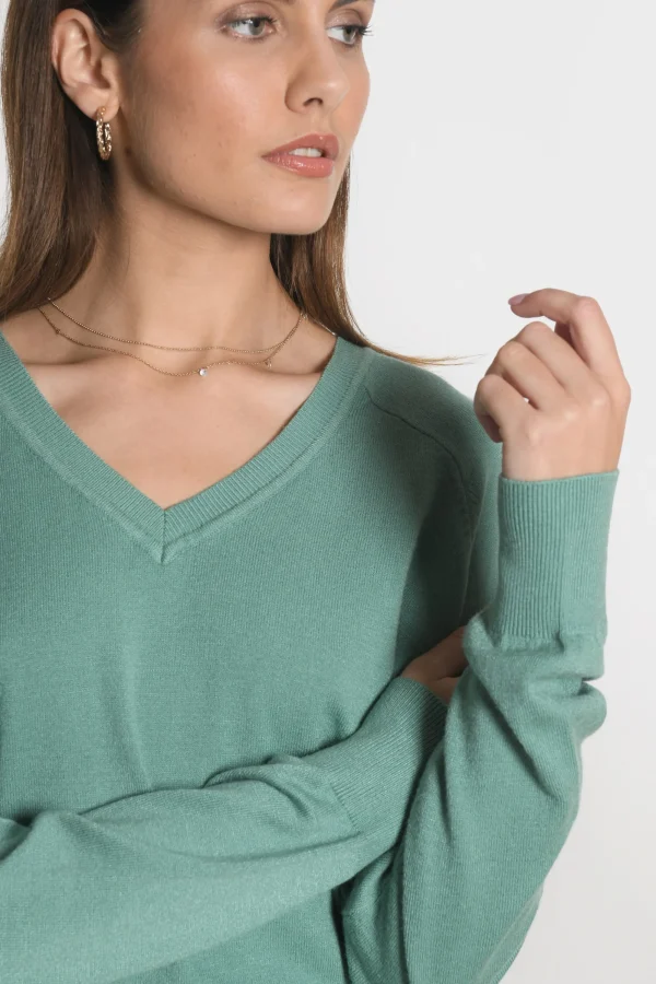 KOOKAÏ PULL COL V NOLWEEN Green Store