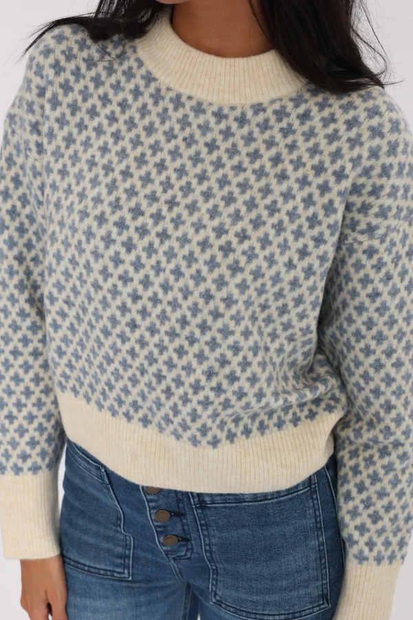 KOOKAÏ PULL JACQUARD ALICE Beige/bleu Sale